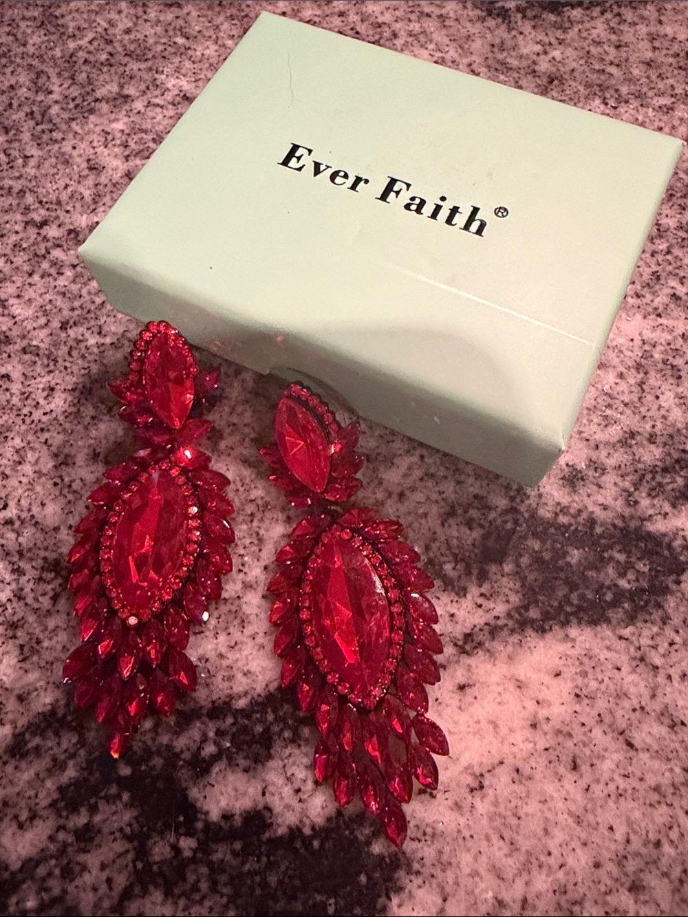 Red Crystal Statement Drop Earrings